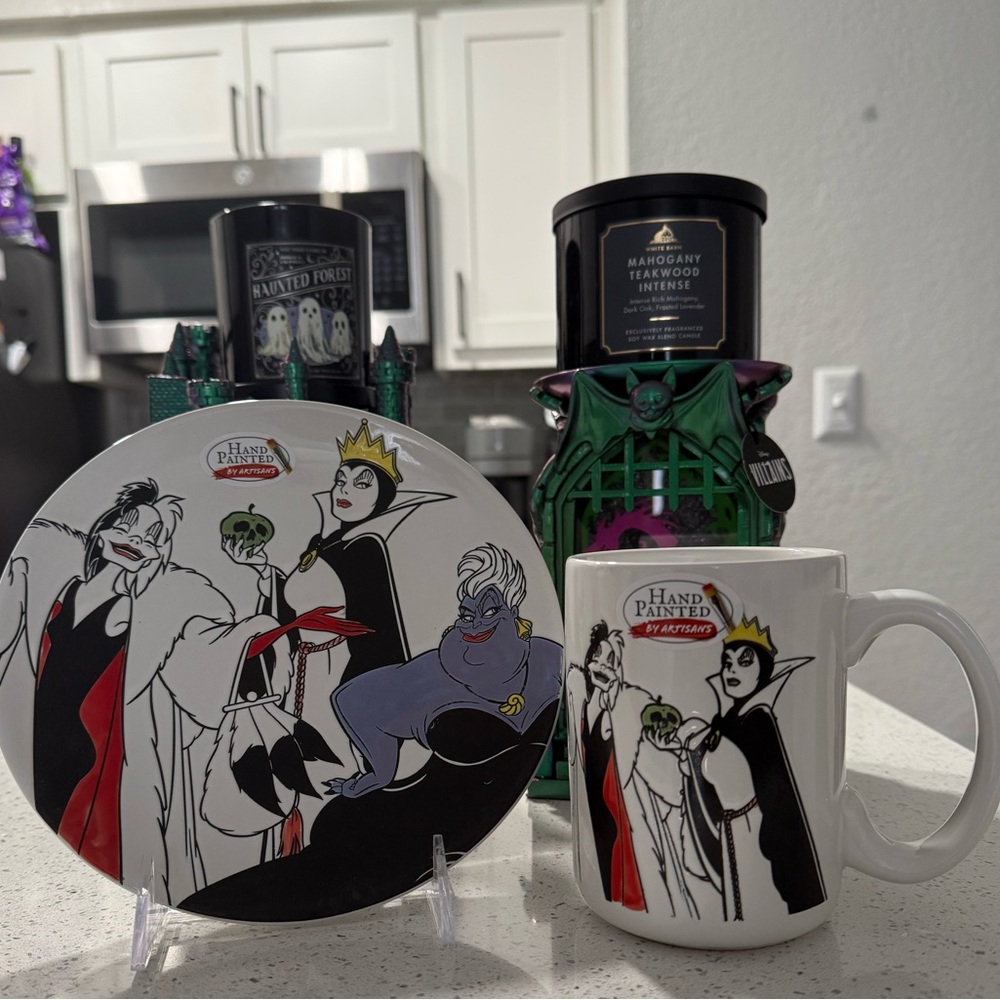 Hand Painted Villains Mug with Black and Red Accents